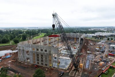 Aerial view of a large data center under construction
