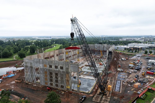 Aerial view of a large data center under construction