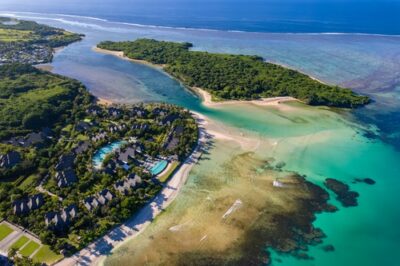 Aerial view of Natadola Beach and Fiji's Coral Coast