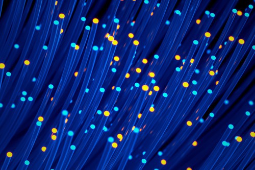 Abstract fiber optic strands representing high-capacity data transmission