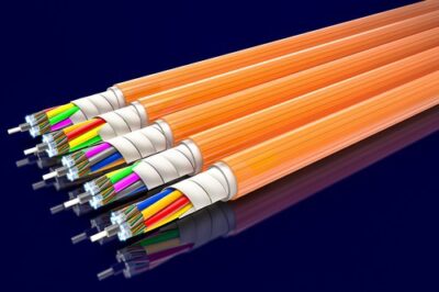 Modern fiber optic strands carrying high-speed network data