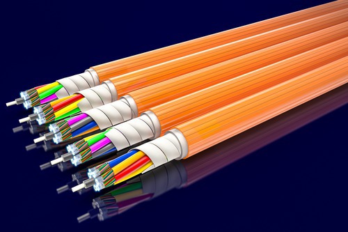 Modern fiber optic strands carrying high-speed network data