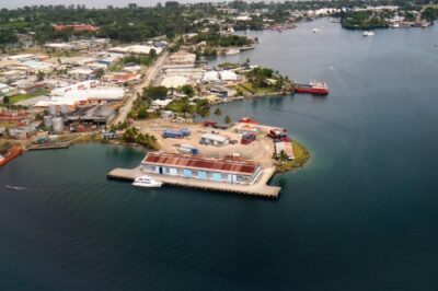 Aerial view of Madang Bay and the Papua New Guinea coastline