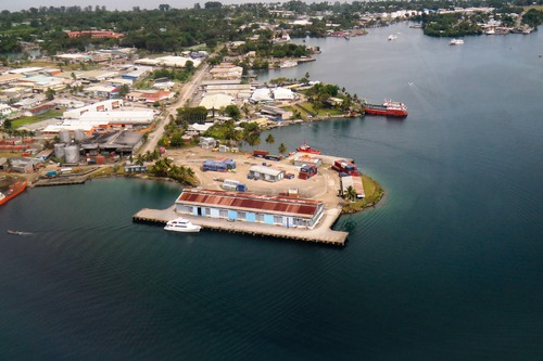 Aerial view of Madang Bay and the Papua New Guinea coastline