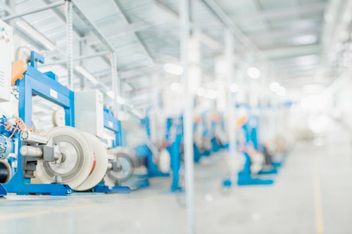 Industrial production line manufacturing fiber optic cable