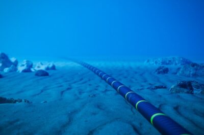 Underwater fiber-optic cable on the seabed, illustrating the Telecom Egypt Sharm El Sheikh-Taba system