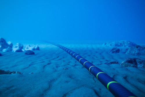 Underwater fiber-optic cable on the seabed, illustrating the Telecom Egypt Sharm El Sheikh-Taba system