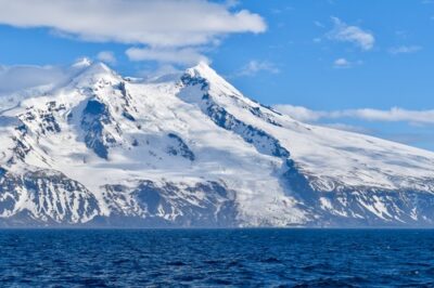 Jan Mayen's Beerenberg volcano and Weyprecht Glacier, illustrating an Arctic Way landing destination