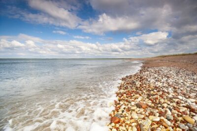 Baltic Sea shoreline on Saaremaa Island, Estonia, along the planned GlobalConnect cable route