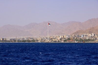 Aqaba waterfront viewed from the Red Sea