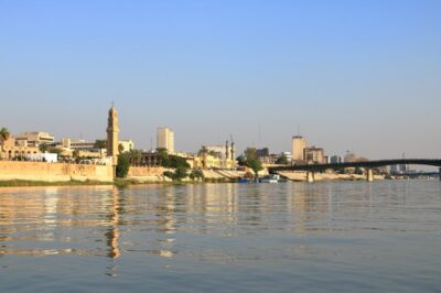 Illustrative view of the Tigris riverbank in Baghdad, Iraq; not the FIG landing or fibre route