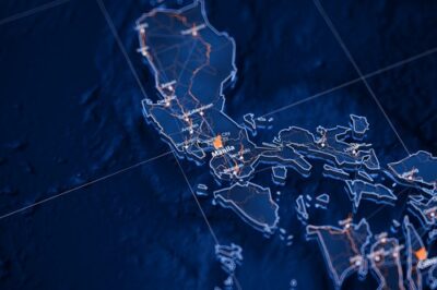 Digital network map visualization of Manila and the Philippines
