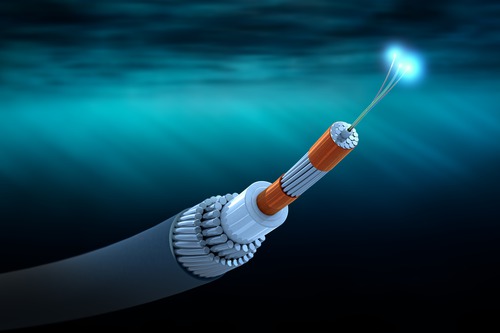 Cross-section of a submarine communications cable illustrating the Pisces Atlantic cable project